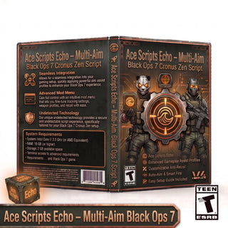 Ace Scripts Echo product artwork for the Black Ops 7 Cronus Zen script, featuring multi-aim controller gameplay tools in a downloadable GPC script for Cronus Zen players.