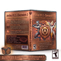 Digital product cover and packaging mockup for 'Avilos V1.1 - Overwatch 2' custom aim script, showing a 3D game case, a smaller box, and a separate instruction booklet on a white background with an ESRB rating logo.