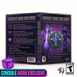 Console Arab Exclusive product artwork for the Fortnite Cronus Zen script, featuring ultimate controller gameplay tools in a downloadable GPC script for Cronus Zen players.