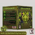 Front and back packaging artwork for GhostKill, a multi-mode Rainbow Six Siege Cronus Zen Script software, shown on a light gray background. The box art features green and black tones with soldier illustrations and a large ESRB rating badge.