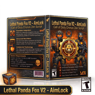 Lethal Panda Fox V2 product artwork for the Call of Duty Cronus Zen script, featuring aimlock controller gameplay tools in a downloadable GPC script for Cronus Zen players.