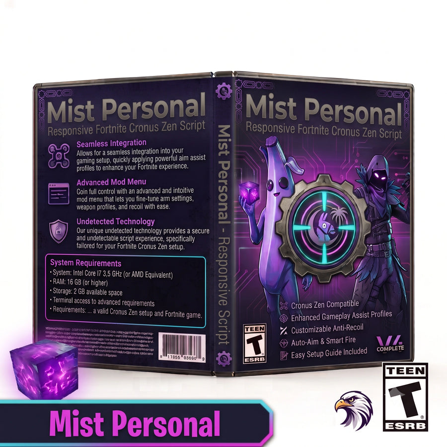 Mist Personal product artwork for the Fortnite Cronus Zen script, featuring responsive controller gameplay tools in a downloadable GPC script for Cronus Zen players.