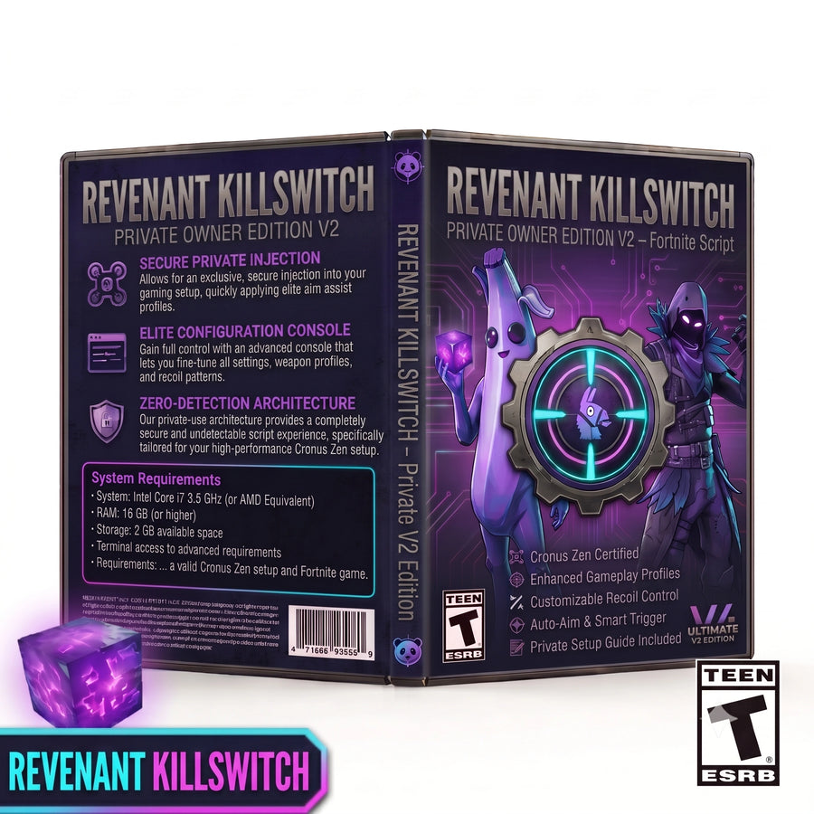 Revenant Killswitch Private Owner Edition V2 product artwork for the Fortnite Cronus Zen script, a downloadable GPC controller script for Cronus Zen players seeking customizable Fortnite gameplay features and settings.