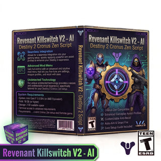 Revenant Killswitch V2 product artwork for the Destiny 2 Cronus Zen script, featuring AI controller gameplay tools in a downloadable GPC script for Cronus Zen players.