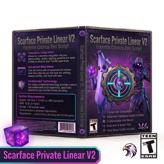 Scarface Private Linear V2 product artwork for the Fortnite Cronus Zen script, a downloadable GPC controller script for Cronus Zen players seeking customizable Fortnite gameplay features and settings.