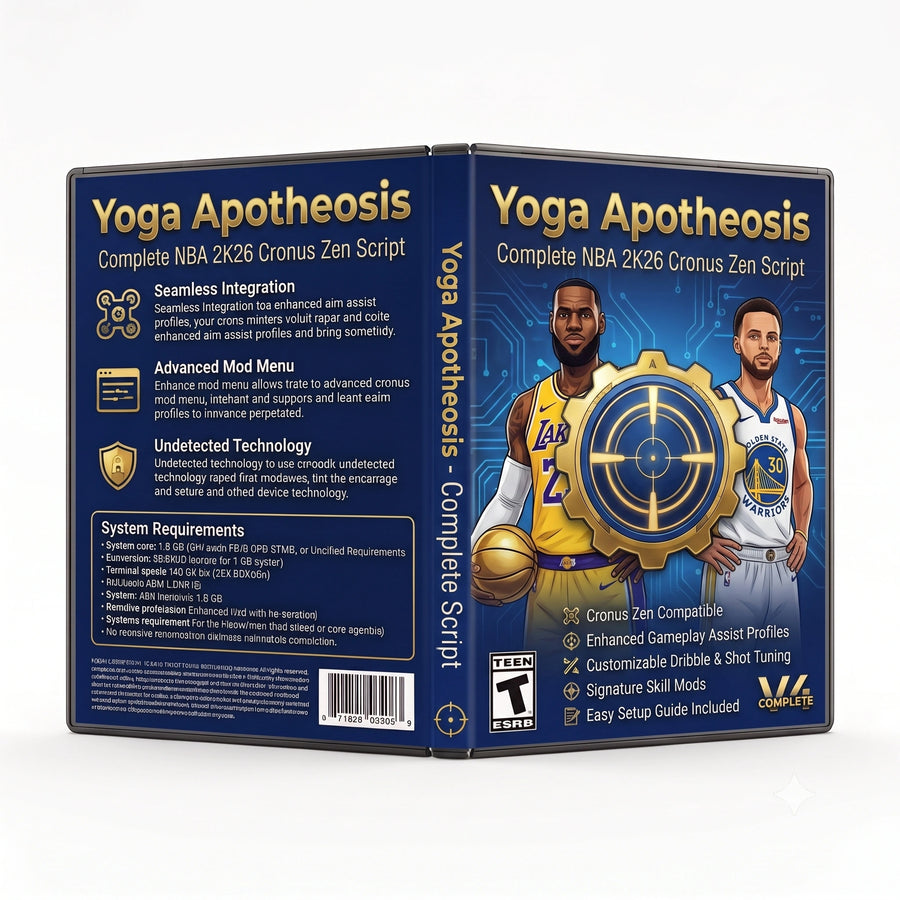 Yoga Apotheosis product artwork for the NBA 2K26 Cronus Zen script, featuring complete controller gameplay tools in a downloadable GPC script for Cronus Zen players.