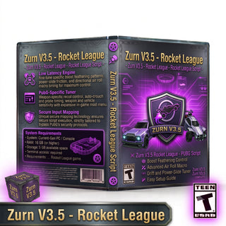 Zurn V3.5 product artwork for the Rocket League Cronus Zen script, a downloadable GPC controller script for Cronus Zen players seeking customizable Rocket League gameplay features and settings.